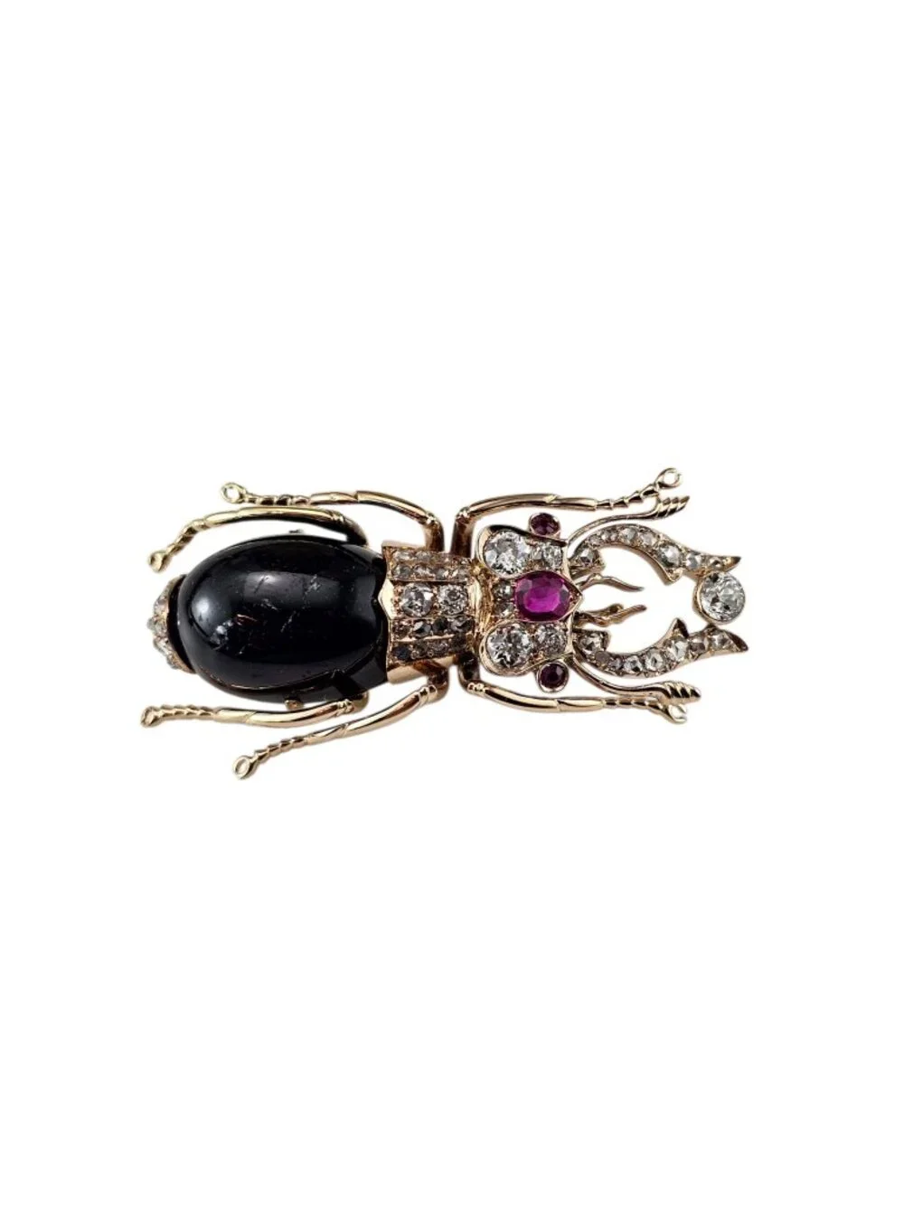 14K Rose Gold Diamond and Multi Gemstone Beetle Brooch #25486